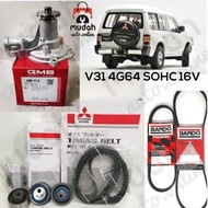 Timing Belt Kit Set + Water Pump + Fan Belt for Mitsubishi Pajero V31 V34 L400 4G64 (100000KM) 124R
