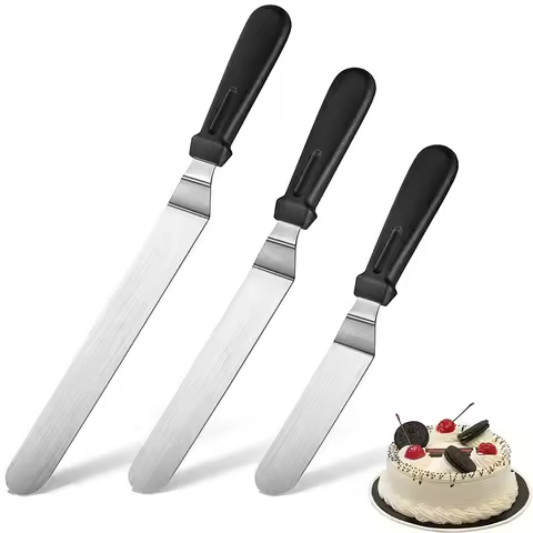 1Pc Cake Offset Spatula Stainless Steel Icing Spatula with PP Plastic Handle Cake Decorating Frostin