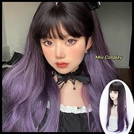 [Sẵn] Wig teen/lolita/cosplay thẳng dài màu nâu mix tím siêu đẹp mã C8237 [Miu Cosplay