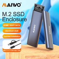 MAIWO M.2 NVMe SSD Enclosure, USB 3.1 GEN2 10Gbps Support UASP Trim, 4TB Capacity, Tool Free M.2 NVMe PCIe SSD to USB-C Adapter