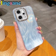 Jingsanc Sang Trọng Laser Lông Ốp điện thoại cho OPPO Reno 14 5G Vỏ Ống Kính Đèn Flash Bảo Vệ vỏ lưn