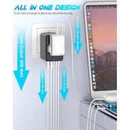 Universal Travel Adapter, 6.0A 30W 5 USB C/A Ports + AC Outlets International Power Adapter for All 