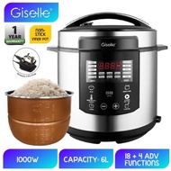 READY STOCK❗️❗️❗️-Giselle 6L Digital Pressure Cooker(18programs+4Advance)