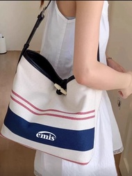 Emis 韓國復古條紋肩包斜跨包