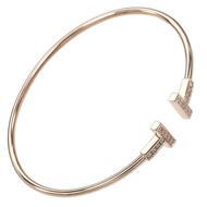蒂芬妮 (Tiffany & Co.) T 字形手鐲，18K 玫瑰金鑲鑽，約 ​​8.3 克，女士款 [二手]