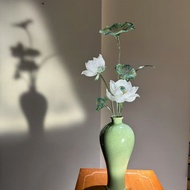 [Elegant White Lotus] Pure Handmade Glass Flower Lotus White Lotus Home Entrance Decorations for Bud