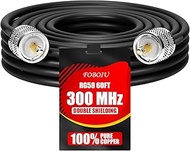 RG58 Coaxial Cable 60FT, CB Antenna Cable, PL259 UHF Male-to-Male CB Coax, 50 Ohm Coax, Including 35