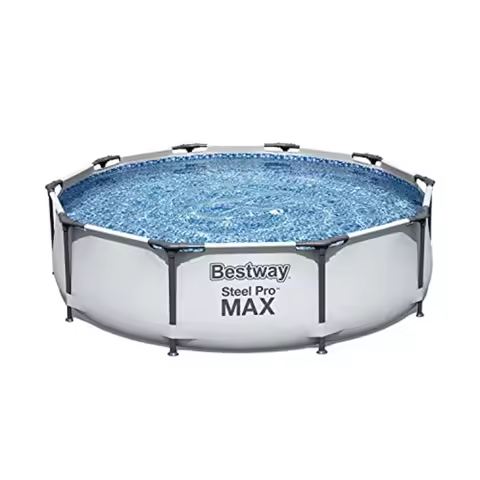 10 Foot x 30 Inch Round Metal Frame Above Ground Outdoor Backyard Swimming Pool Set with 330 GPH Fil