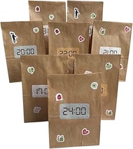 Countdown Bags New Year's Eve Children; 8 Paper Bags with 2 Sticker Sheets (Numbers & Decoration); F