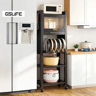 GSlife Multi-Purpose Kitchen Storage Cabinet With Wheels And Top Door