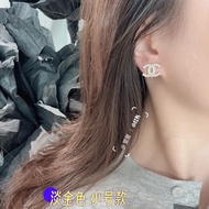 ❤️沒了❤️全新 香奈兒 Chanel  24K 雙C logo 淡金色 水鑽 耳夾 耳環 夾式耳環