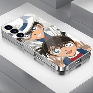 Conan Luxury Plated Frame Glass Phone Case For Samsung Galaxy S22 S23 S24 S25 Ultra A22 A23 A25 A33 