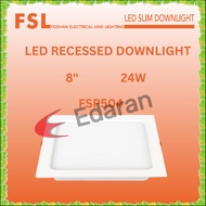 FSL FSP504 8" 24W LED RECESSED DOWNLIGHT (SQUARE) - 3000K/4000K/6500K (PLASTIC BACKIT)