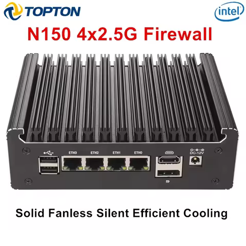 4x2.5G LANs Solid Fanless Firewall Mini PC Intel N150 N95 Pentium 6405U 4417U i5-8250U Home Server D