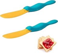 Iosjeude 2 PCS Silicone Jar Scraper with Long Handle Jelly Jam Spreader Cheese Knife, Splatypus Jar 