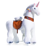 PonyCycle Classic Model U Riding Unicorn with Brake & Pedal Pad, White Horse Giddy up Pony Plush Toy