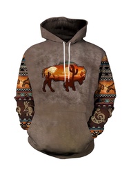 2025 New Adult Vintage Tribal Style Mens Hoodies Sweatshirt Spring Autumn  Loose Pullover Casual Jac