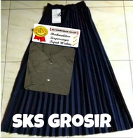 COD SETELAN SET KEMEJA POLOS HITAM PUTIH DAN ROK SKIRT PLISKET PANJANG/SETELAN SET KEMEJA POLOS HITA