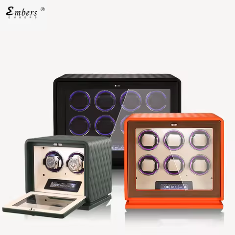 Embers Watch Winder Leather 2 3 4 6 8 12 Slots Luxury Fashion Exquisite Orange Green Black Watch Sha