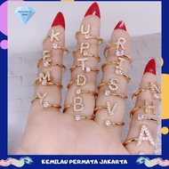 Xuping Cincin Huruf Alfabet A - Z Flexible Permata Terbaru 1
