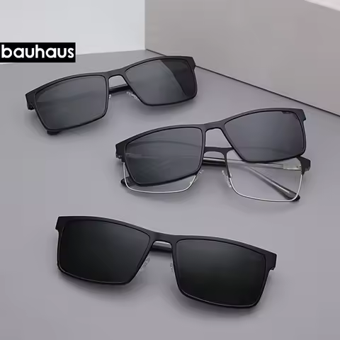 X301 Bauhaus Factory Direct High Quality New Design Big Frame Men Metal Eyewear Magnetic Clip on Sun