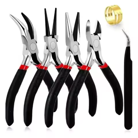 6pcs/Set Jewelry Pliers Set Pointed Pliers Round Pliers Angled Pliers Wire Winding Tools DIY Jewelry