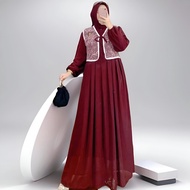 HANARA MAXI GAMIS BROKAT MIX ROMPI UKURAN JUMBO XL-XXL BAHAN CERUTI BABYDOLL\GAMIS PESTA KONDANGAN M