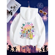 Black Hooded Sweatshirt with Kangaroo Pocket - Disney EPCOT Center Style | Autumn Winter Lady's Top
