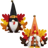 CRCZK Turkey Fall Gnome, Thanksgiving Gnome Decorations, 2Pack Handmade Swedish Tomte Gnomes with Ma