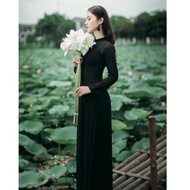 Formal and elegant black American silk ao dai - Phuong Thao Ao Dai