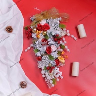 CT19 Pine Cone Hanging Rope with Rose Pine Chandelier for Christmas Decoration