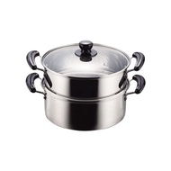Pearl metal two-stage steamer 26 cm glass pot with lid IH-compatible stainless steel NEW Danran H-5875