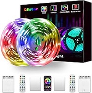 L8star Battery Powered Led Strip Lights, 2x16.4Ft (32.8Ft),Two Sets of Strip Light with 4 AA Battery