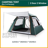 3-4/5-8 Person Foldable Camping Auto Tent Uv Resist 2 Doors 2 Windows Camp Auto Khemah Camping Tidur - [multiple options]