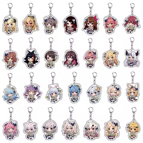 Anime Hololive Vtuber Figures Acrylic Keychain Inugami Korone Shirakami Fubuki Bag Charms Cartoon Pe