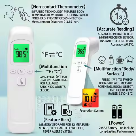 Mini LED Display Medical Set Digital Oximeter & Non-Contact Thermometer for Baby Adult Health Care