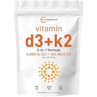 Vitamin D3 K Complex Non-GMO Gluten Free Easy to Swallow 5,,5 IU MK-7 TK MCg 2-in-1 Softgels | Extra
