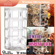 Jewelry Display Stand Earring Storage Box Organizer Transparent Rotating Earring Holder