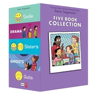 [sgstock] Raina Telgemeier Five Book Collection: Smile / Drama / Sisters / Ghosts / Guts - [Paperbac