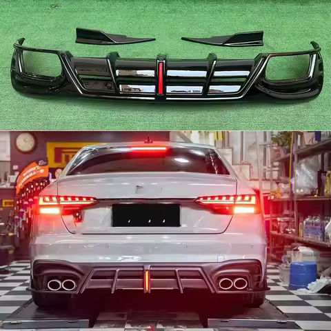 For Audi A4L A4 S4 B10 2020+ Bright Black Car Rear Bumper Diffuser Carbon Fiber Rear Splitters Spoil