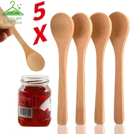 [Sell at a Loss]1/5 Pcs Ice Cream Tea Spoons Mini Easy Clean Natural bamboo Wooden Honey Yogurt Spoon Cooking Tools Home Kitchen Utensils