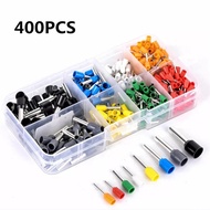 400Pcs Wire Ferrules Terminals Kit, AWG 22-10 Terminal Connector Wire, 8 Types Copper Nylon Insulate