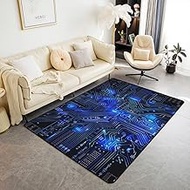 Erosebridal Circuit Board Indoor Floor Mat 5x7,3D Print Chips Area Rug,Abstract Art Design Carpet Bl