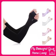 (BREATHABLE) MBHL 2 PCS Arm Sleeves Ice Silk Long Gloves Sock Hand Protector Cover Unisex Pelindung 