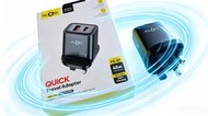 Pearl-KLGO-PD-87-45W-BLACK- QC3.0 雙口快充旅行充電器 三腳插頭