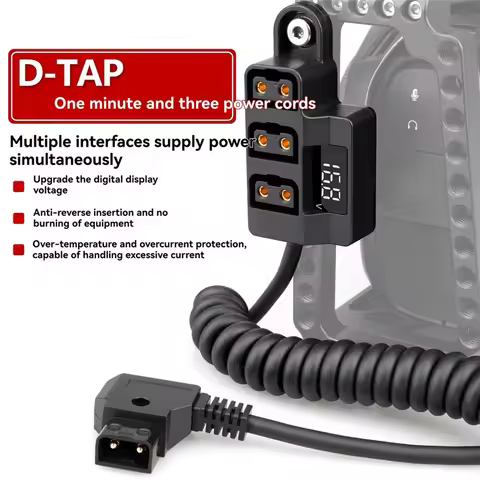 Dummy Battery D-Tap Splitter Cable Camera Power Supply Conversion Line 180° Rotatable For V-Type Bat