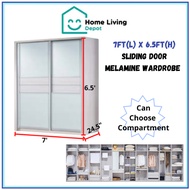 (INSTALLATION) 7FT X 6.5FT Height Custom Made Sliding Wardrobe/ Melamine Wardrobe/Almari Baju/Anti J