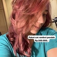 PAKET CAT RAMBUT PENDEK PINK MAGENTA MERAH HAIR COLOR SEMIR RAMBUT