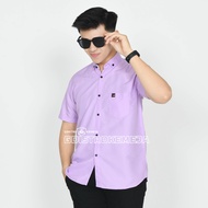Kemeja pria dewasa lengan pendek polos warna Ungu Lilac Yang lagi Hits Hem cowok dewasa 2025