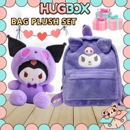 🌈HugBox Bag Sanrio Plushie Set Sanrio Bagpack Hello Kitty Beg Sekolah Berbulu Beg My Melody Lotso Ba